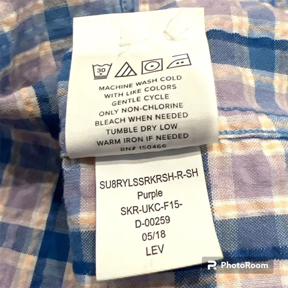 RYE Mens Size Long Sleeve‎ Button Up Multicolor Plaid Shirt Size L Short